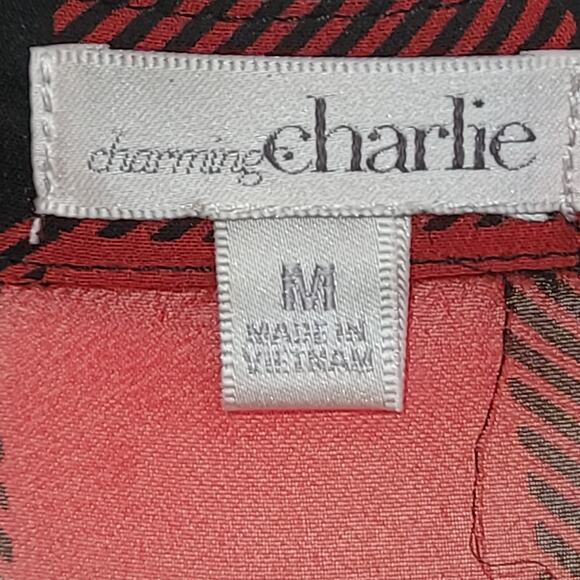 Charming Charlie Buffalo Plaid Sheer Lace Button Front Blouse Women's Size M - Picture 2 of 6